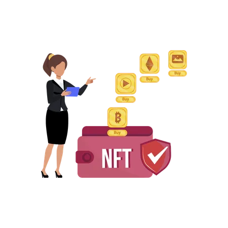 NFT Flat Illustration In This Design You Can See How Technology Connect To Each Other Each File Comes With A Project In Which You Can Easily Change Colors And More Illustration