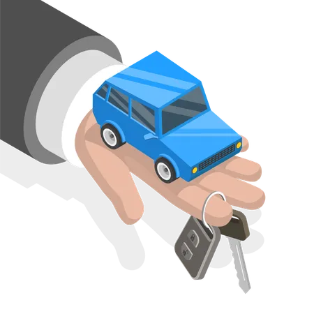 3 D Isometric Flat Vector Icon Of Buying Or Renting Car Online Service Illustration