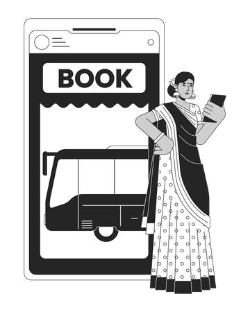 Buying ticket on bus online  Illustration