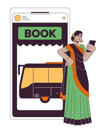 Buying ticket on bus online  Illustration