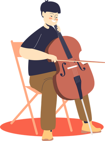 By playing cello instrumento  Illustration