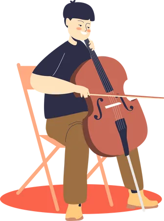 By playing cello instrumento Illustration