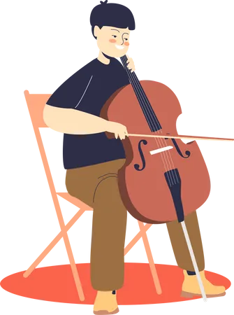 By playing cello instrumento  Illustration