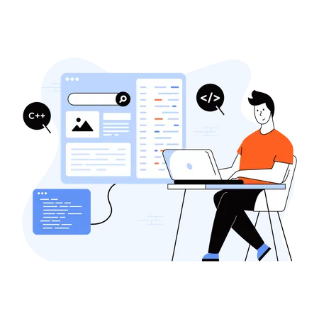 Desarrollador de C trabajando en un proyecto  Ilustración