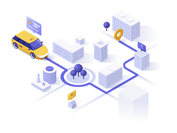 Cab Route indication and Destination  Illustration