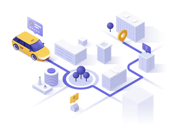 Cab Route indication and Destination  Illustration