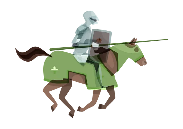 Caballeros Medievales Batalla Armadura Personajes Cruzados Ilustración
