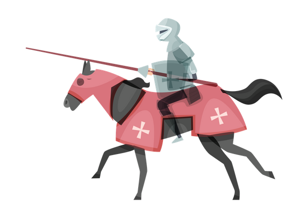 Caballero medieval a caballo  Ilustración