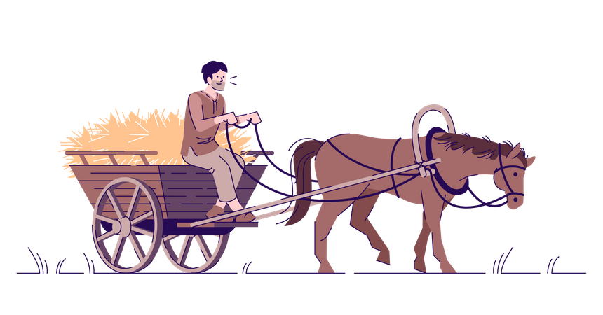 Caballo campesino medieval  Ilustración