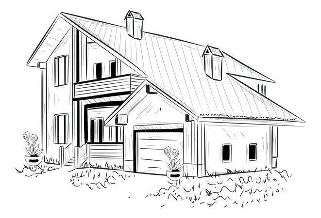 Cabaña de madera  Ilustración