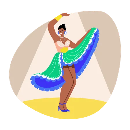 Cabaret dancer performing on stage  Illustration