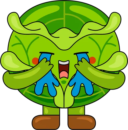 Cabbage Mascot crying  Illustration