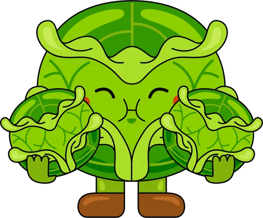 Cabbage Mascot eating Cabbage  Illustration