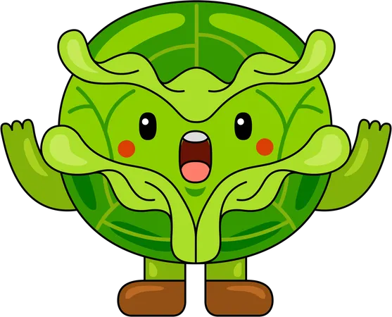 Cabbage Mascot with open arms  Illustration