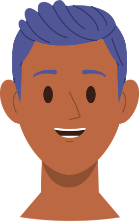 Cabeça de homem feliz com sorriso no rosto, regozijando-se com o tratamento bem-sucedido da doença de alopecia por perda de cabelo  Illustration