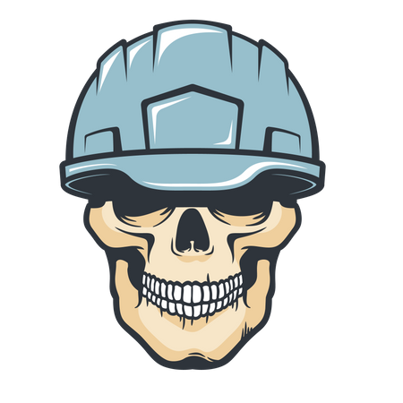 Crânio de cabeça de trabalhador no capacete  Ilustração