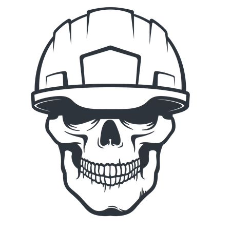 Cráneo de cabeza de trabajador en casco  Ilustración
