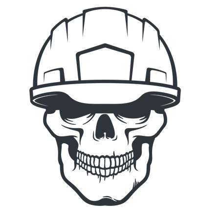Cráneo de cabeza de trabajador en casco  Ilustración