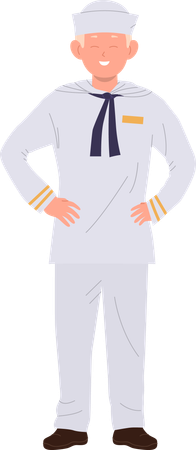 Cabin boy wearing traditional clothing standing  Illustration