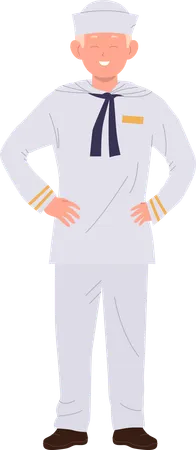 Cabin boy wearing traditional clothing standing  Illustration