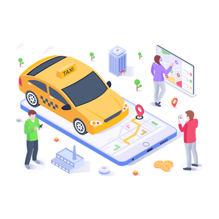 Taxi en ligne  Illustration