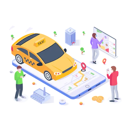 Taxi en ligne  Illustration