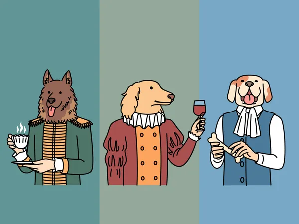 Animais de cachorro estão aproveitando a festa  Ilustração