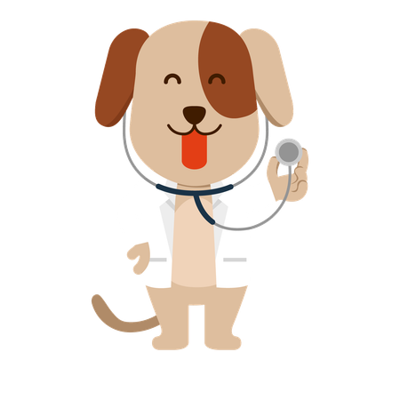 Cão atua como médico veterinário  Ilustração