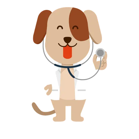 Cão atua como médico veterinário  Ilustração