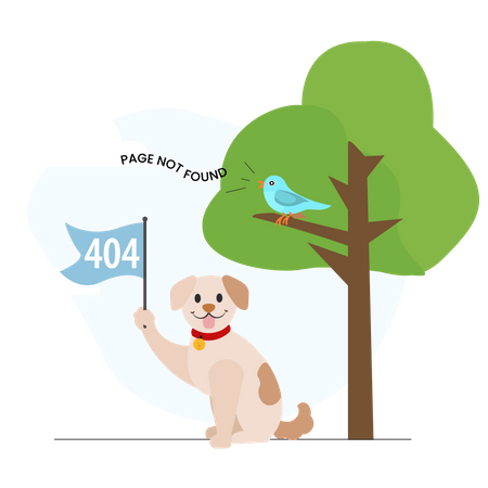 Cachorro com bandeira 404  Ilustração