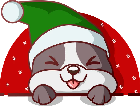 Cachorro com chapéu de Natal  Ilustração