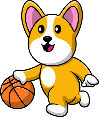 Cachorro jogando basquete  Ilustração