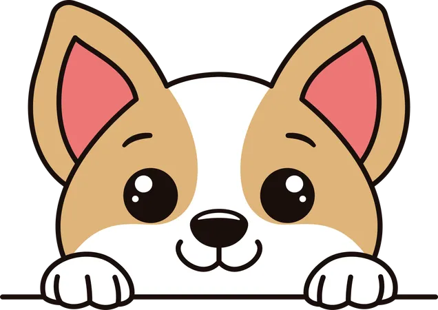 Filhote de cachorro marrom fofo personagem de desenho animado animal espiando com expressão feliz  Ilustração