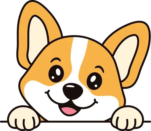 Filhote de cachorro marrom fofo personagem de desenho animado animal espiando com expressão feliz  Ilustração