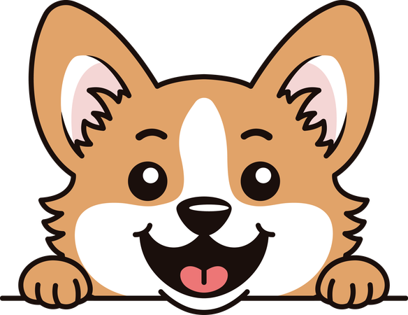 Filhote de cachorro marrom fofo personagem de desenho animado animal espiando com expressão feliz  Ilustração