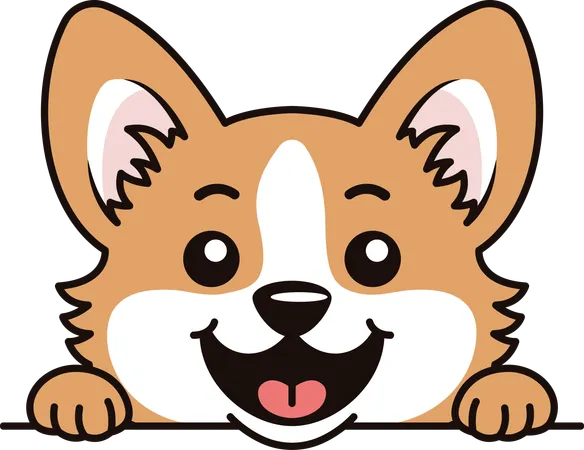 Filhote de cachorro marrom fofo personagem de desenho animado animal espiando com expressão feliz  Ilustração