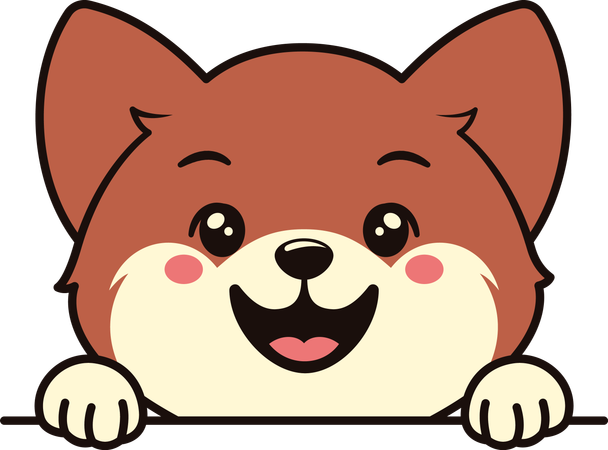 Filhote de cachorro marrom fofo personagem de desenho animado animal espiando com expressão feliz  Ilustração