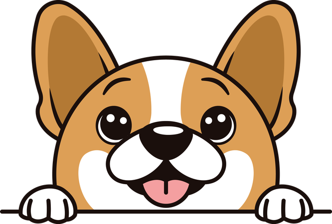 Filhote de cachorro marrom fofo personagem de desenho animado animal espiando com expressão feliz  Ilustração