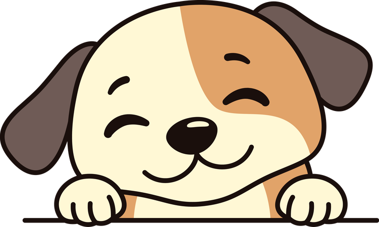 Filhote de cachorro marrom fofo personagem de desenho animado animal espiando com expressão feliz  Ilustração