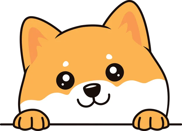 Filhote de cachorro marrom fofo personagem de desenho animado animal espiando com expressão feliz  Ilustração