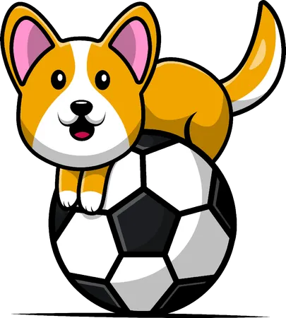 Cachorro na bola de futebol  Ilustração