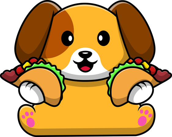 Cachorro segurando taco  Ilustração