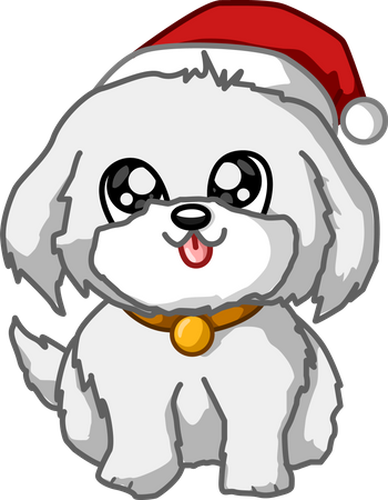 Cachorro usando chapéu de natal  Ilustração
