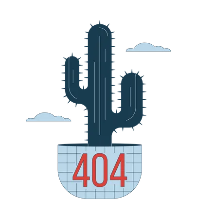 Mensagem flash de cacto nas nuvens 404  Ilustração