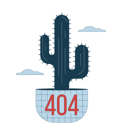 Message flash Cactus dans les nuages 404  Illustration