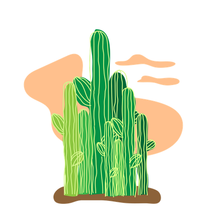 Cactus en el desierto del sahara  Ilustración