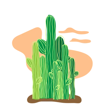 Cactus en el desierto del sahara  Ilustración