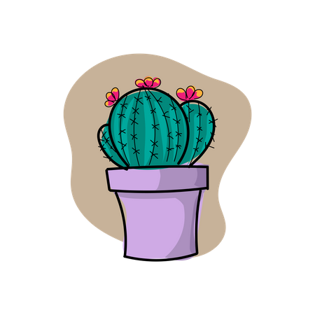 Cactus en la olla  Ilustración