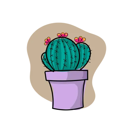 Cactus en la olla  Ilustración