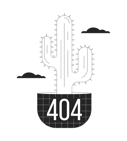 Mensaje flash 404 de cactus en las nubes.  Ilustración